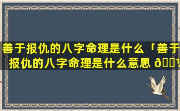 善于报仇的八字命理是什么「善于报仇的八字命理是什么意思 🐼 」